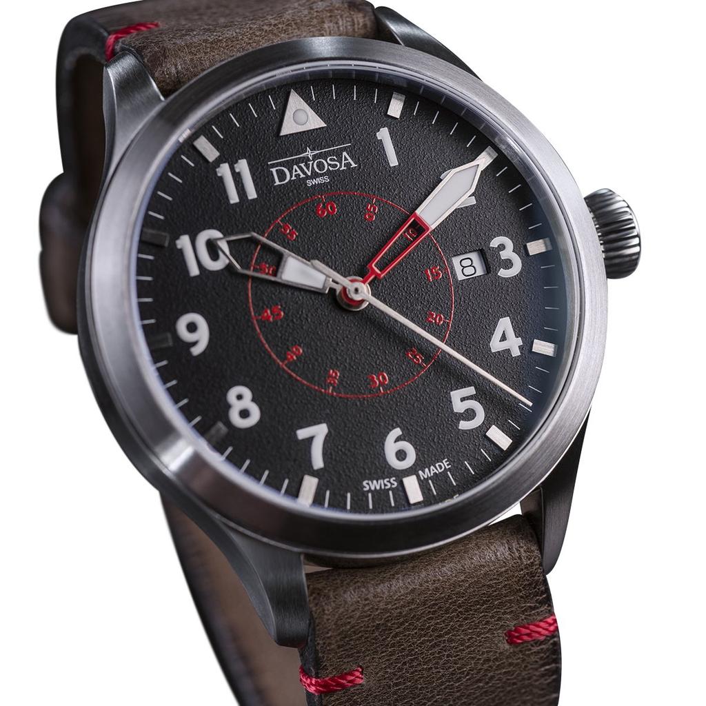 Davosa Neoteric Pilot Automatic Watch with Date Swiss-Made Display, Men's, Orange, 161.565.56