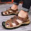 Fashion Summer Men Sandals Genuine Leather Mens Casual Shoes Outdoor Men Leather Sandals for Men Beach Shoes Roman Shoes Zapatillas Male