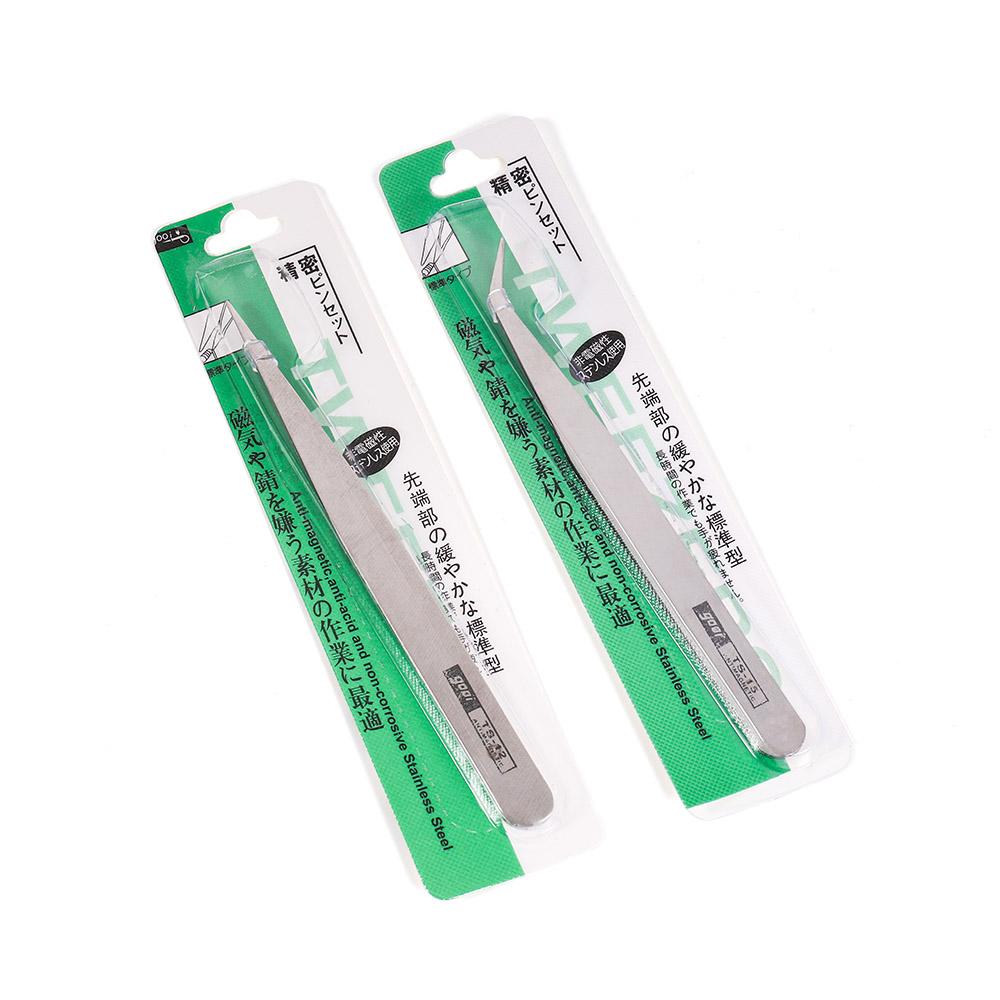 2pcs/lot Good Quality Anti-static Set Bend Straight Tweezers Set Stainless Steel for Jewerly Making Tools
