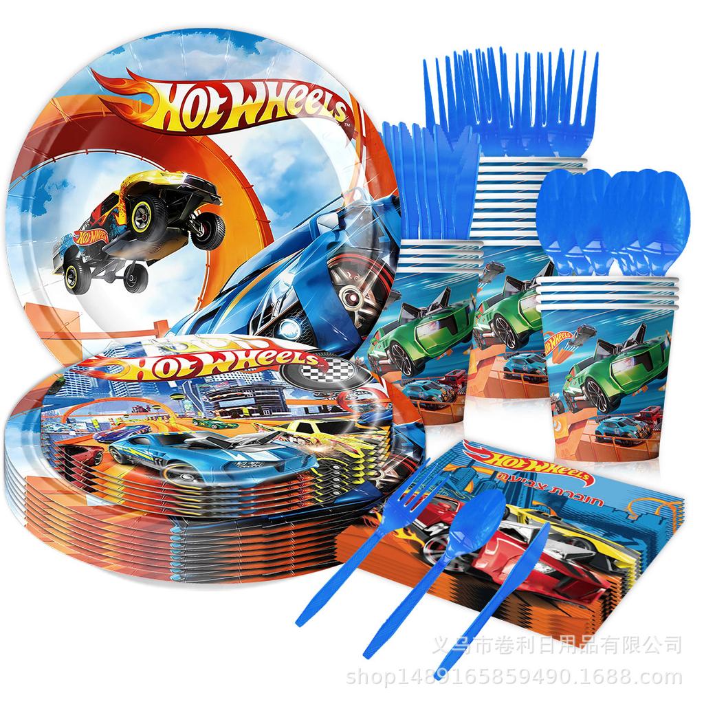 Hot Wheels Hot Wheels Theme Party Supplies Birthday Decorations Tableware Supplies Banner Tissue Tablecloth