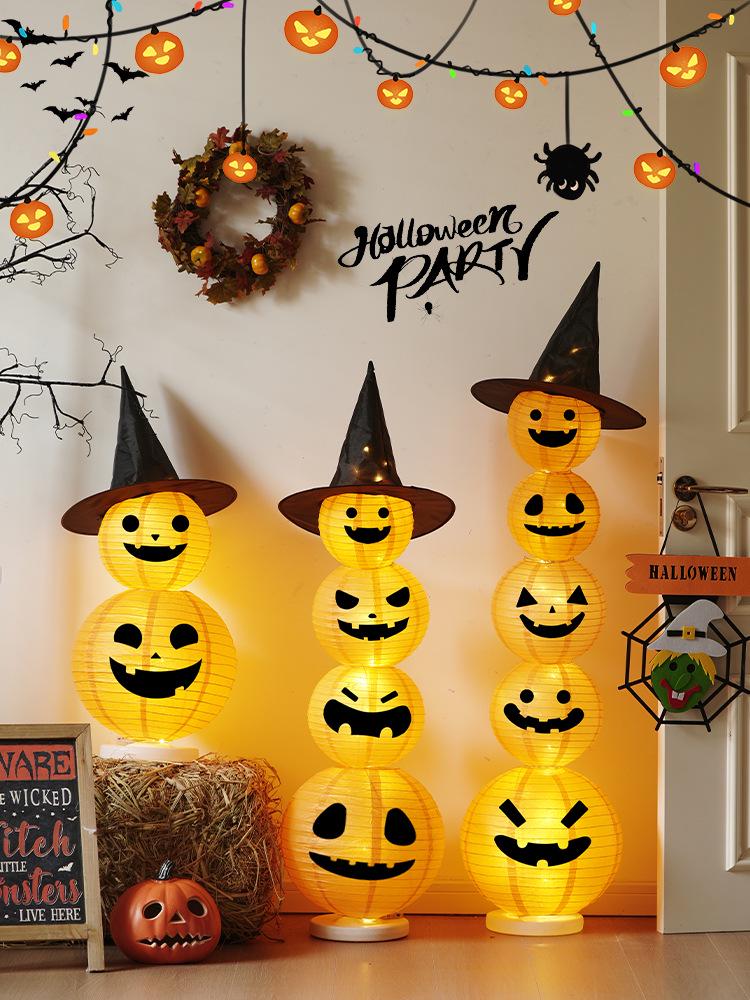 Halloween Light-Up Pumpkin Lantern Decorations for Storefronts & Bars