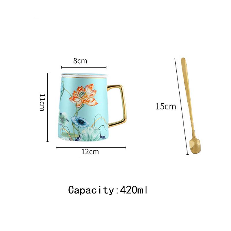Chinese Style Ceramic Mug With Flower Pattern Vintage Floral Tea Cups With Handles Best Gifts For New Year's Gifts Mother's Day