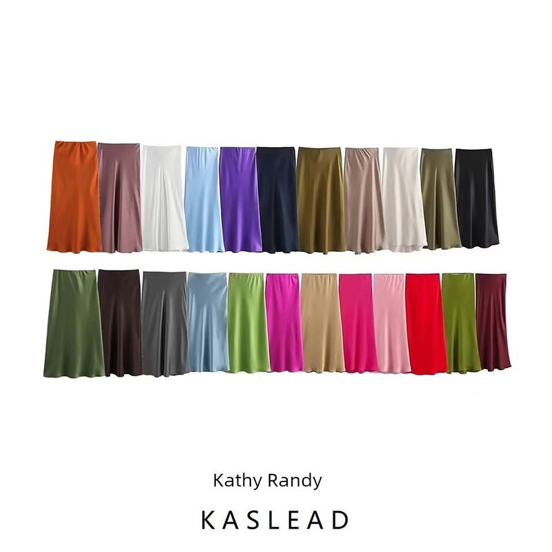 Fashion Kaslead Women's Silk Satin Skirt