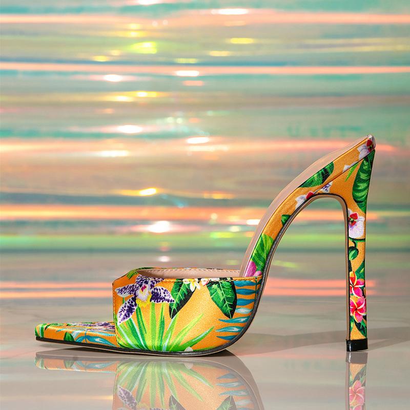 

Модные Liyke Смешанные Цвета Шелковые Женские Тапочки Элегантный Острый Носок Тонкий Высокий Каблук Вечерние Туфли для Выпускного Вечера Женские Мюли Шлепанцы Zapatos De Mujer 36