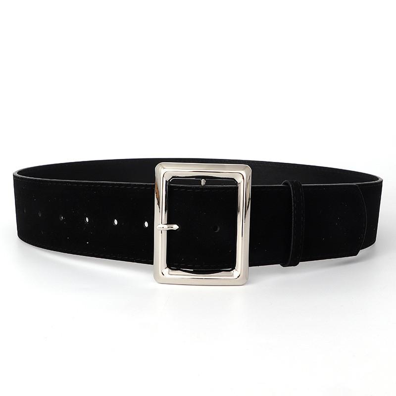 Minimalist Pu Leather Ladies Waist Belt With Alphabet Buckle For Fashion Office Wear чёрный