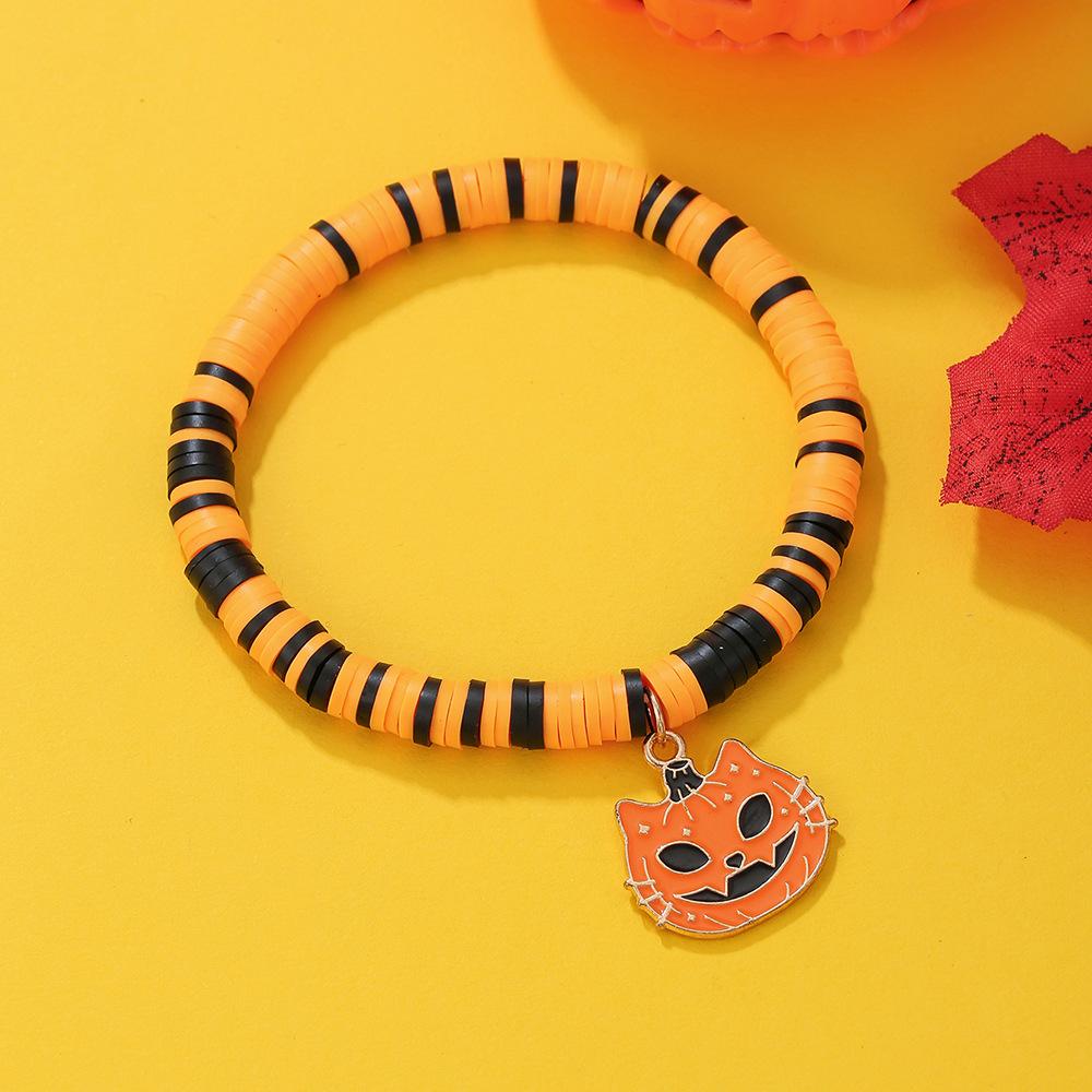 European and American Halloween Skull Pumpkin Pendant Soft Pottery Bracelet Popular Funny Alloy Pendant Bracelet