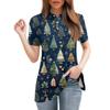Women's Fashion Casual Lapel Short Sleeve Print Shirt Women's Button Up Tops