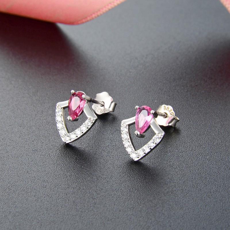 

Korean Style S925 Sterling Silver Crystal Earrings for Women - Japanese Fashion Rhombus Ear Studs 925 Silver