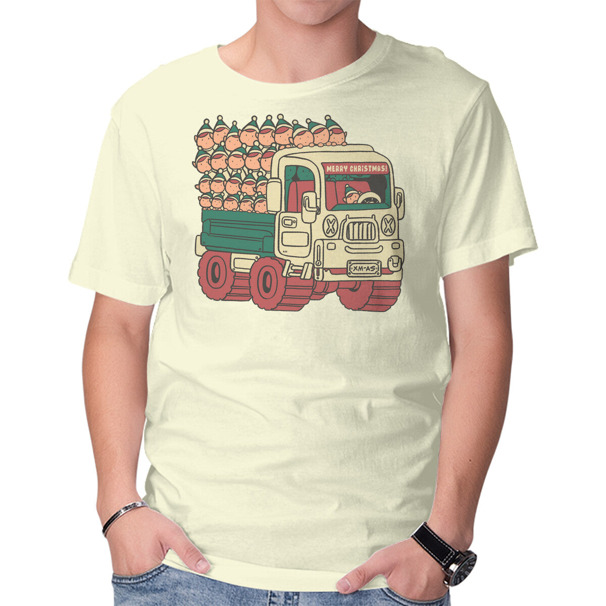 Unisex Crew Neck T-Shirt Xmas Workers Graphic Short Sleeve Casual Tee S