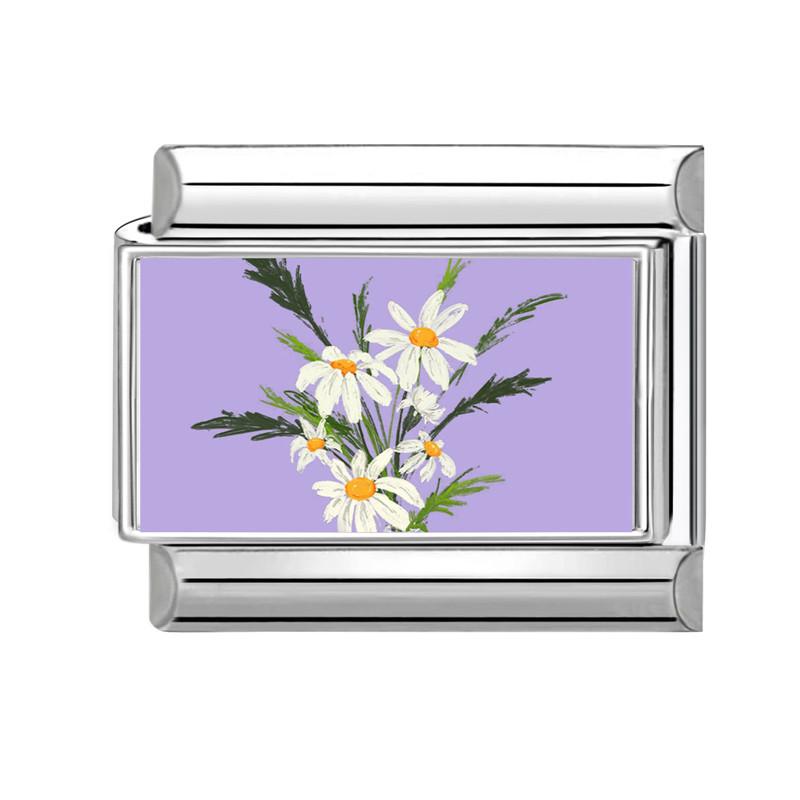 Romantic Flower Purple Flower Hyacinth Italian Charms Fit 9mm Stainless Steel Bracelet DIY Jewelry Gift