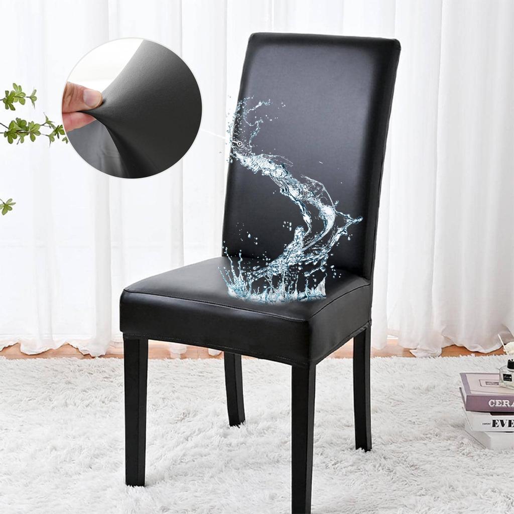 Waterproof PU Leather Seat Covers for Dining Chairs Stretchable Dining Room Chair Seat Covers, Kitchen Chair Seat Covers Protectors
