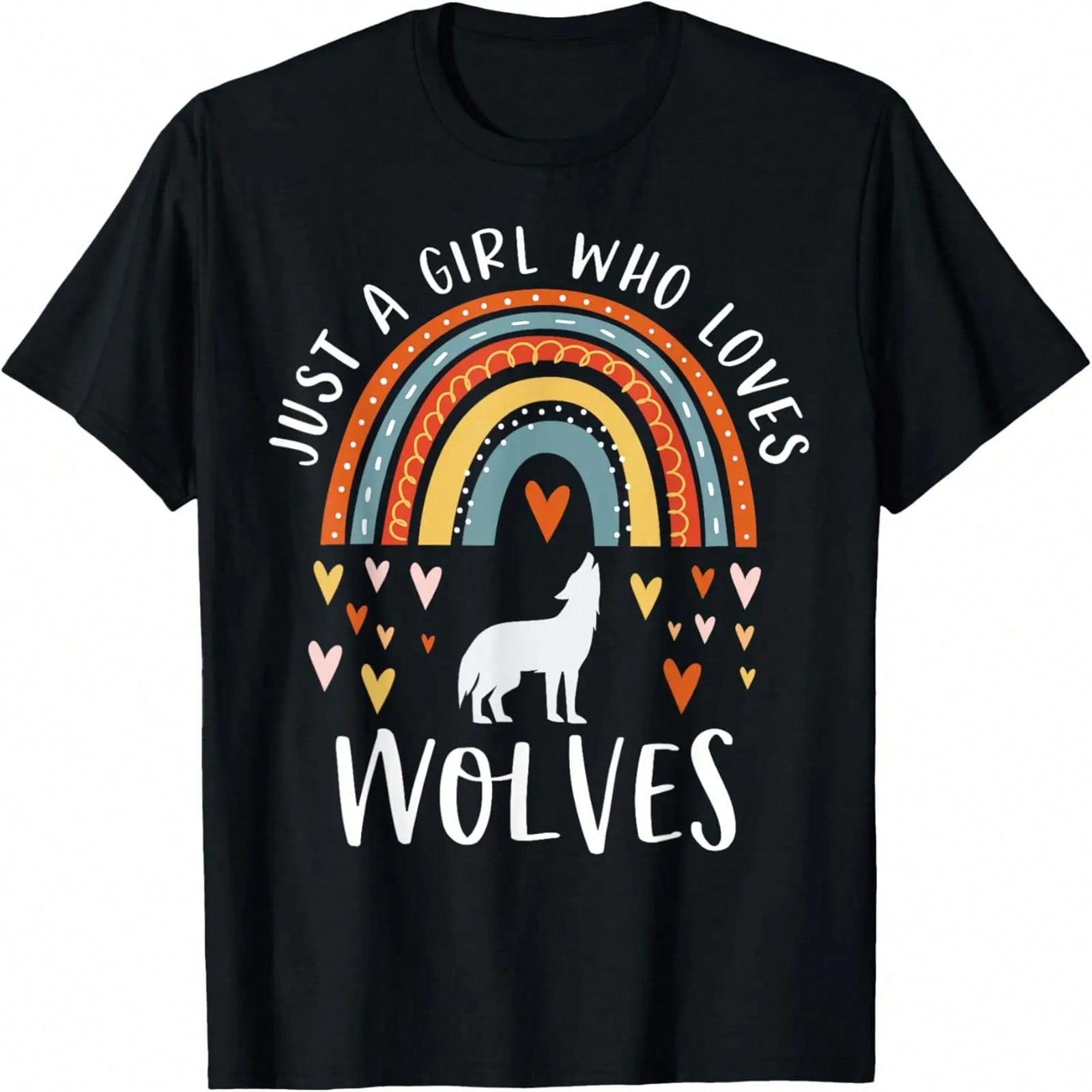 Just A Who Loves Wolves Rainbow Gifts For Wolf Lover T-Shirt S разноцветный