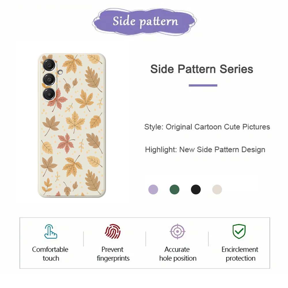For Samsung Galaxy A16 5G/4G Case Leaves Pattern Printing Straight Edge TPU Phone Back Cover