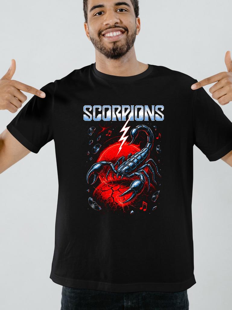 Scorpions Black TShirt light polyester Hard rock heavy metal outdoors tee