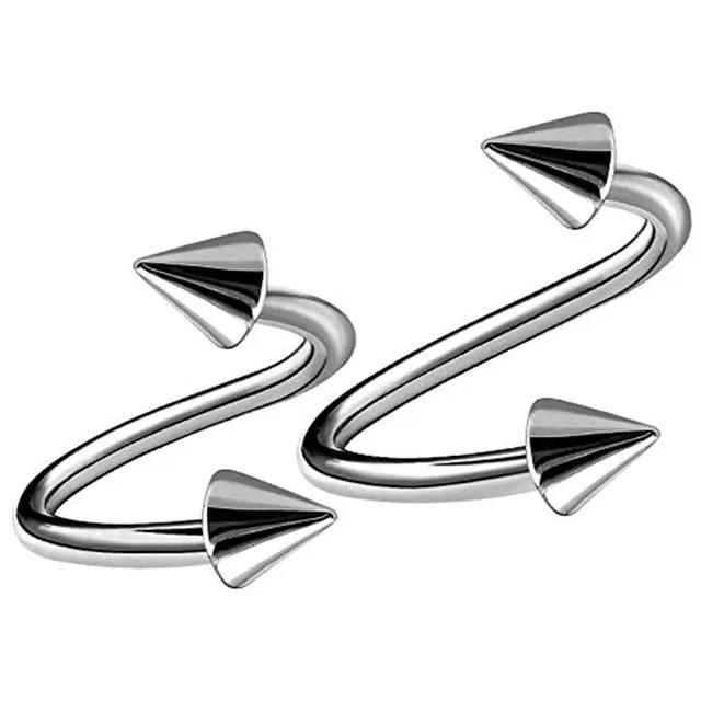 2pc/set Surgical Steel Spiral Twisted Lip Ring Nose Rings 16 Gauge Ear Cartilage Helix Piercing Body Accessories Jewelry Gift