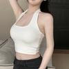 Sexy Spice Neck Halter Small Suspender Female Slim Short Navel Solid Color Threaded Versatile Short Top Trendy Summer