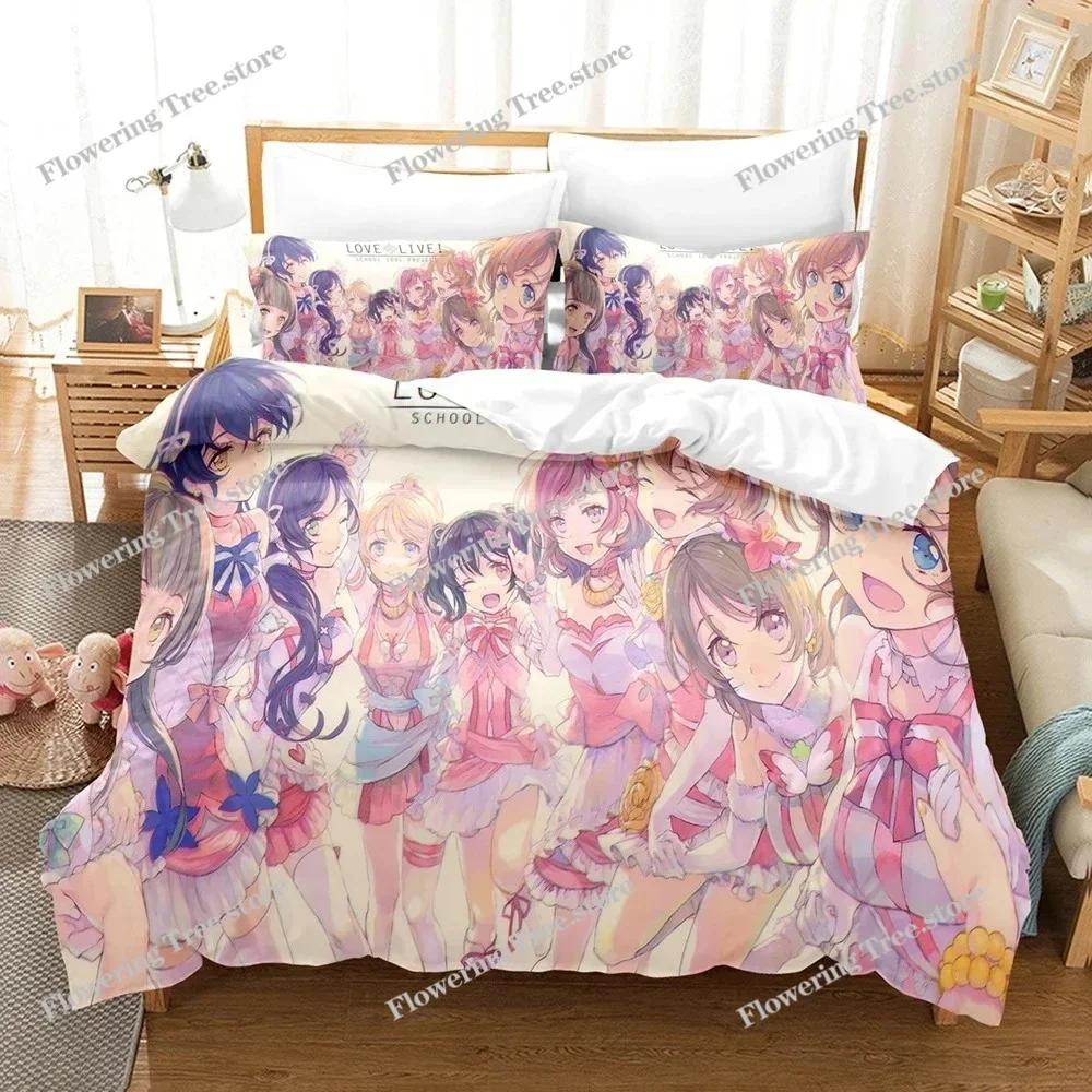 Anime Love Live College Idol Festival Sängkläder Set Pojkar Flickor Tvilling Queen Size Påslakan Örngott Säng Barn Vuxen029