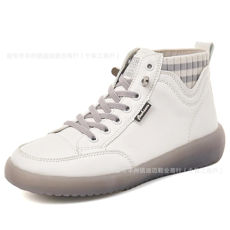 High-top Shoes Beef Tendon Sole Single Shoes Slope Heel Flat-soled Mother Shoes Breathable Little White Shoes Soft Sole Foreign Trade Casual Women
