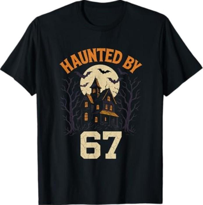 67 Meme Halloween Costume Haunted by 6-7 Brainrot Six Seven T-Shirt Unisex T-Shirt L