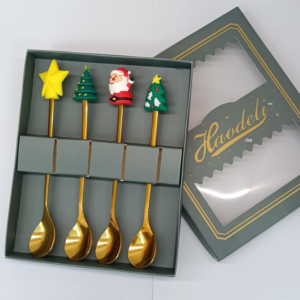 Creative Cartoon Stainless Steel Spoon & Fork Set: Coffee Stirrer, Fruit Fork, Christmas Gift