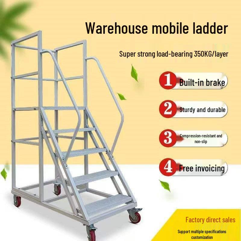 Mobile Extendable Ladder Truck for Warehouse and Supermarket Use