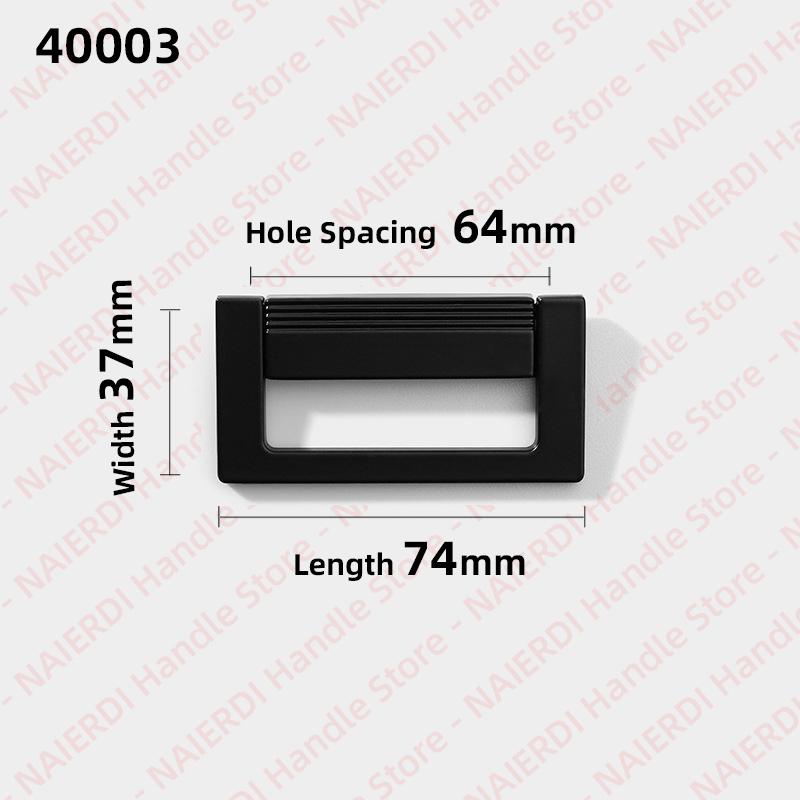 NAIERDI 5 Pieces Concealed Flat Furniture Handle Black Invisible Cabinet Pulls Aluminum Alloy Wardrobe Door Handles