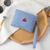 New Cherry Makeup Bag Plaid Canvas Cosmetic Lipstick Storage Bag Large Capacity Portable Coin Purse
