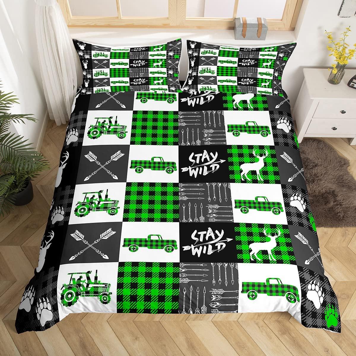 

Young Boys Tractor Soft Duvet Cover Set Gren Tractors Tens Bedrom Decor Soft Beding Set Gren Heavy Machinery Vehicles Warm Comforter Covers 135*200cm Eu-Single