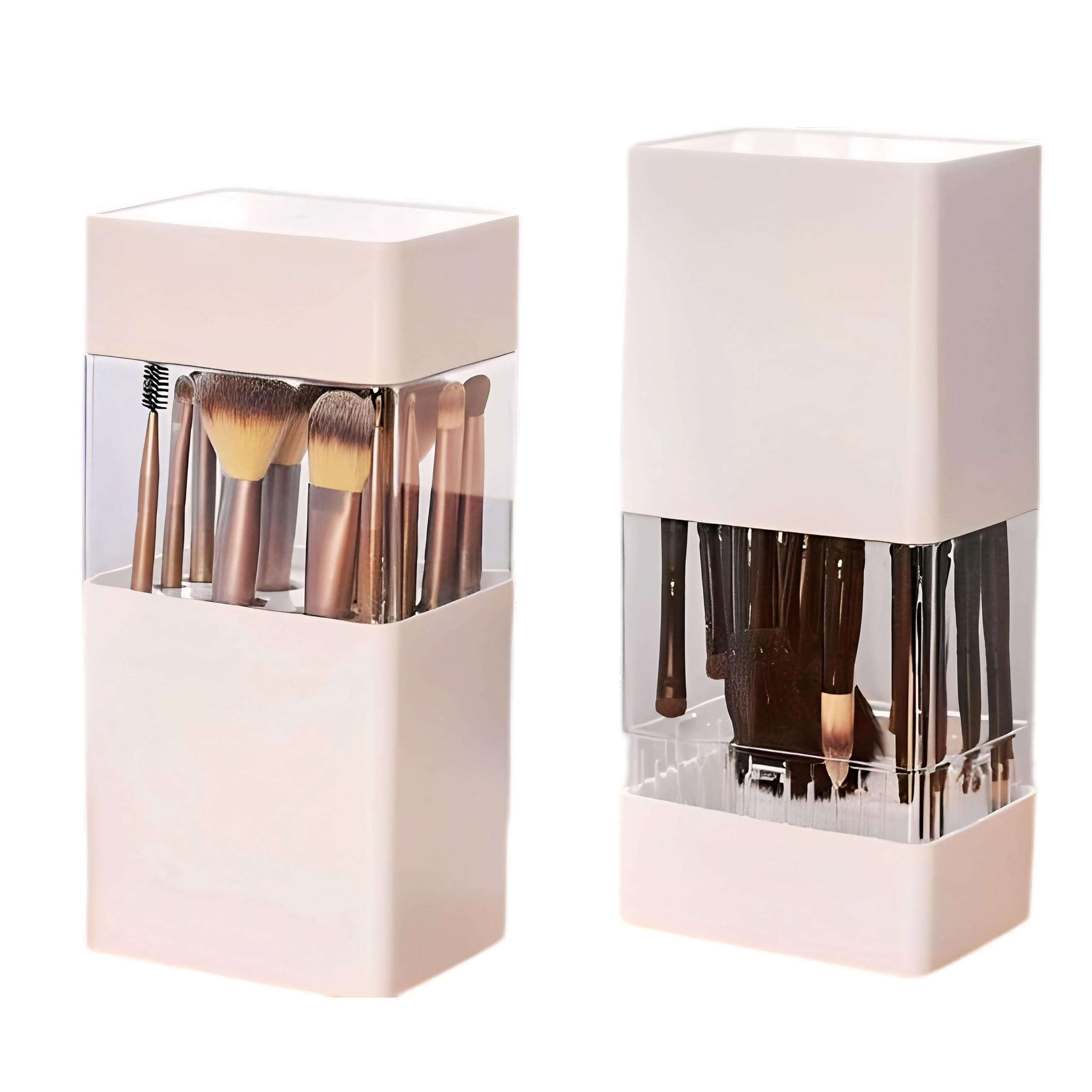 

East Leaf Makeup Brush Holds 12 and Stand, Box, Case, Brushes, Drys, Stores, Carries, 10.8x8.3x22cm (Pink) рожевий