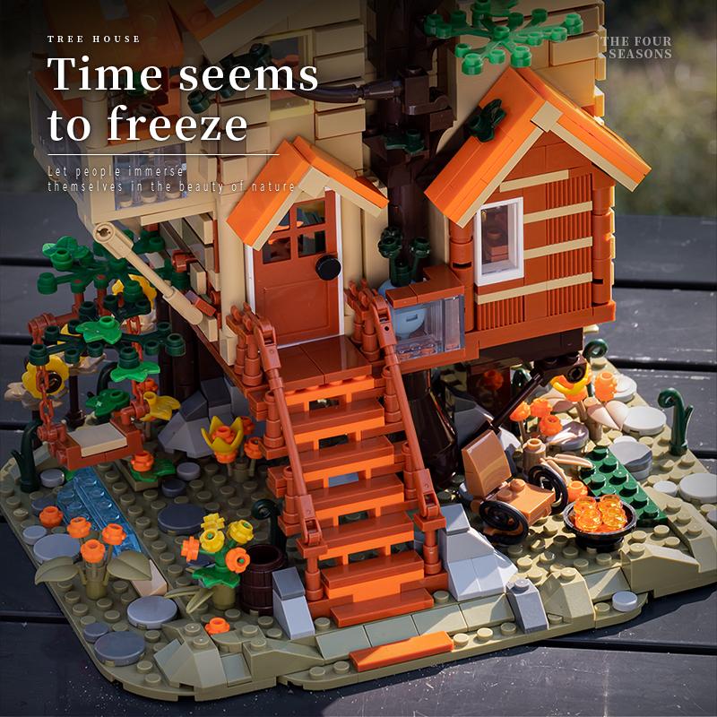1711PCS Creative Four Season Tree House Building Blocks City Street View Wood House Assemble Bricks Toy Gift for Children Gift