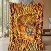 Tiger Spirit Warrior Theme Blanket Lightweight Warm Flannel Blanket Decorative Throw Blanket for Home Decoration