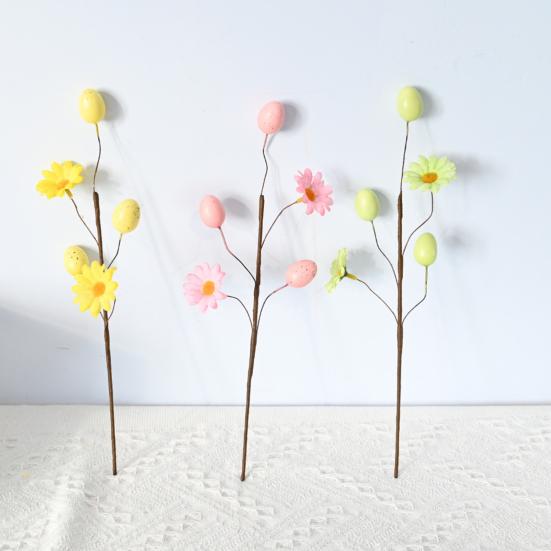 Easter Egg Picks Spring Artificial Flower Branch with Colorful Eggs for Floral Arrangements Party Home Table Centerpiece