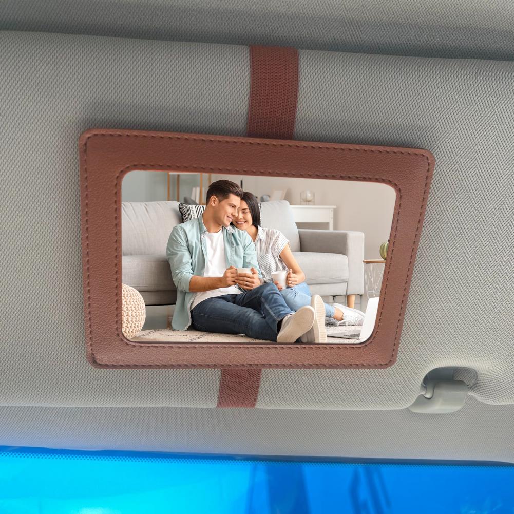 Car Picture Frame Faux Leather Vehicle Sun Visor Photo Holder for Car Display Your Photographs Both Vertically And Horizontally