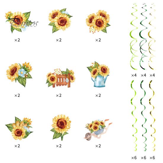 18Pcs Sunflower Hanging Swirls Decorations Sunflower Foil Swirls Ceiling Wall Decor for Birthday Party Wedding Baby Shower
