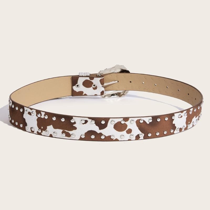 Edgy Punk Rock Women's Waist Belt For Jeans Buckles Charm PU Leather Adjustable Strap