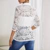 Damen Weißer Spitzenbesetzter Blazer Lässige Reversjacke