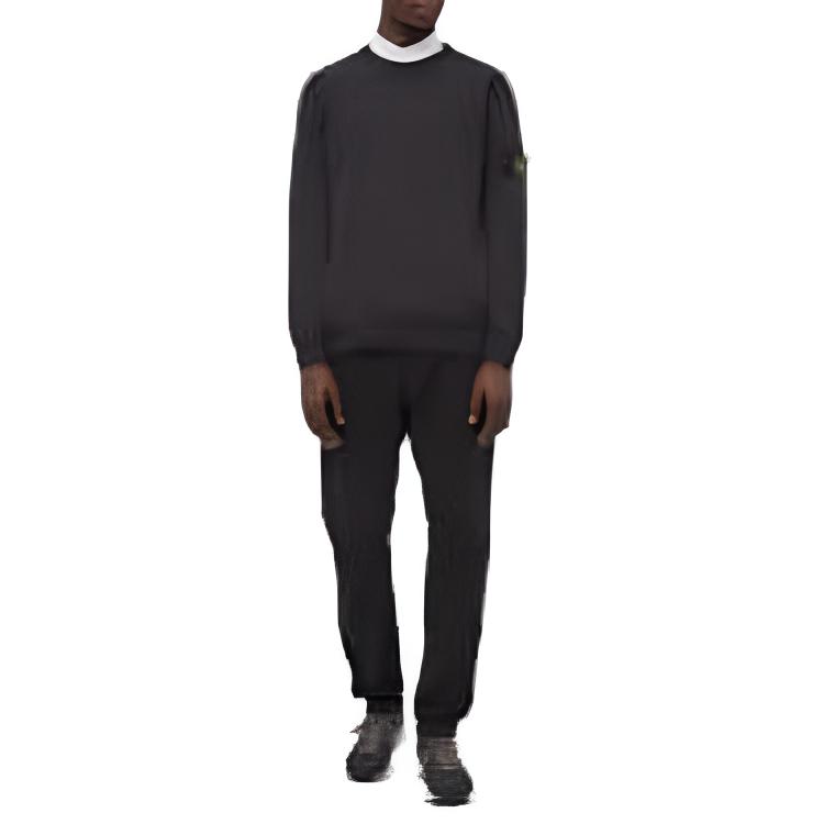 Stone Island Compass Pattern Crew Neck Long Sleeve Sweater Men sweater 7615540B2-V0M65