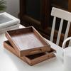 Black walnut tray Japanese style solid wood dry brewed tea tray rectangular household tea cup tray meal dessert plate