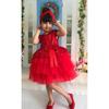 Robe de soirée en tulle rouge fille
