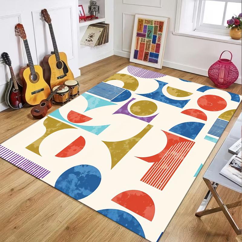 Watercolor Geometric Triangle Print Area Rug, Soft Colorful Floor Mat for Living Room Bedroom, Whimsical Home Decor Carpet