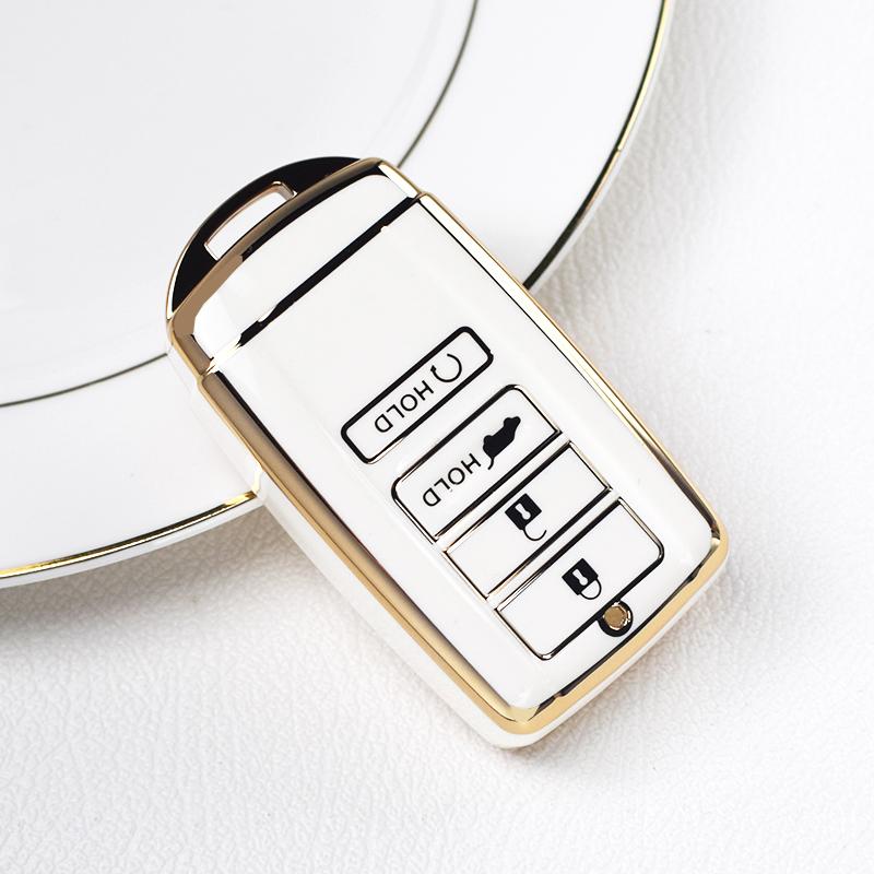 

Gold Edge 4 Buttons Auto Remote Shell Fob Holder Protector For Honda Acura MDX RDX RLX ILX TLX 2019 2020 2021 TPU Smart Car Key Cover Case білий