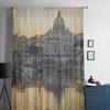 San Pietro Basilica Rome Retro Styled Chiffon Sheer Curtains for Living Room Bedroom Window Curtain Voiles Tulle Cortinas