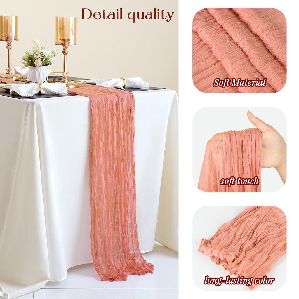 Bohemian Crinkled Cheesecloth Table Runner - Bali Yarn Style for Weddings and Parties
