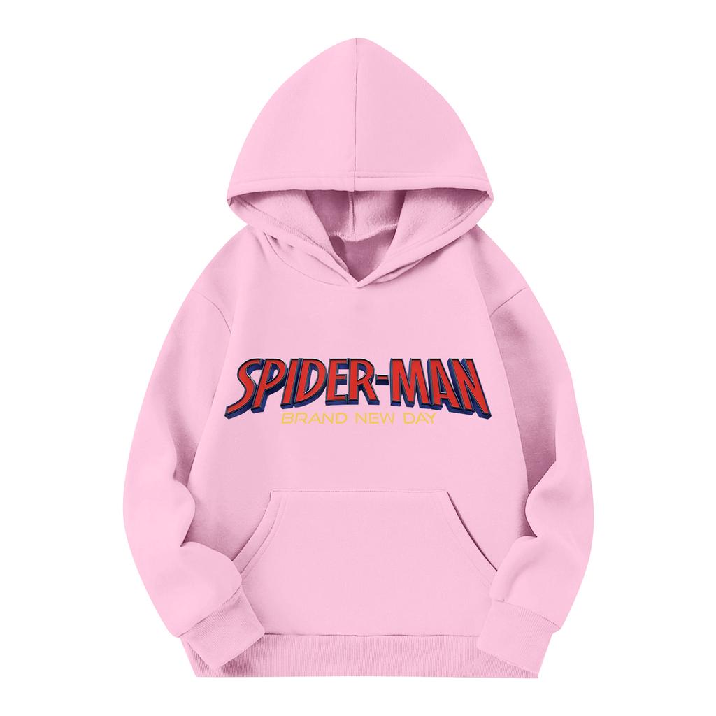 Kids Long Sleeve Pullover Hoodie with Pocket Letter Print Loose Fit Top