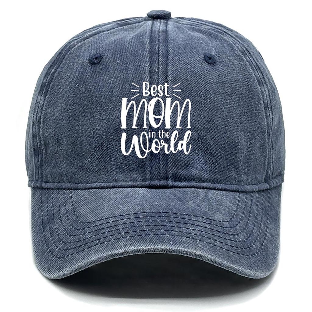BEST MOM" Print Adjustable Baseball Cap, Mother's Day Flat Cap Vintage-Inspired Sunshade Stylish Curved Brim Snapback Sun Hat