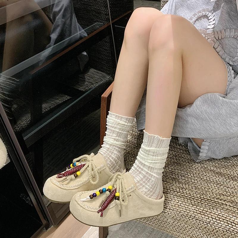 Retro Versatile Outdoor Baotou Lace Up/on Women's Slippers 2025 New Fashion High Quality Solid Flat with Casual Slippers Women