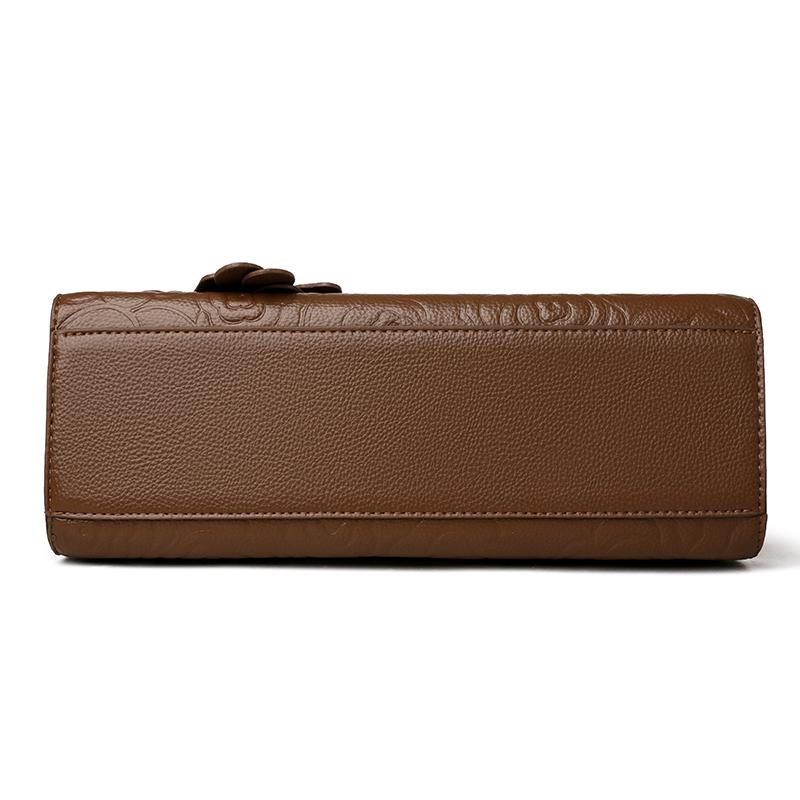 Elegant Embossed Flower Design Faux Leather Tote Bag with Adjustable Shoulder Strap