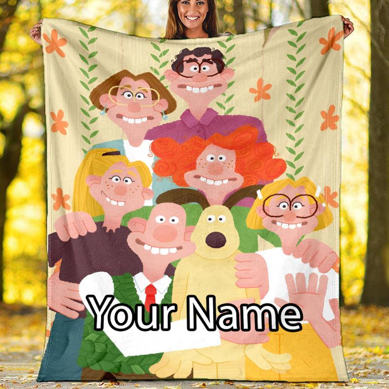 Custom Name Wallace & Gromit Theme Printed Blanket - Perfect for Couch, Bed, Travel & Outdoor Use | Machine Washable, Cozy & Durable.