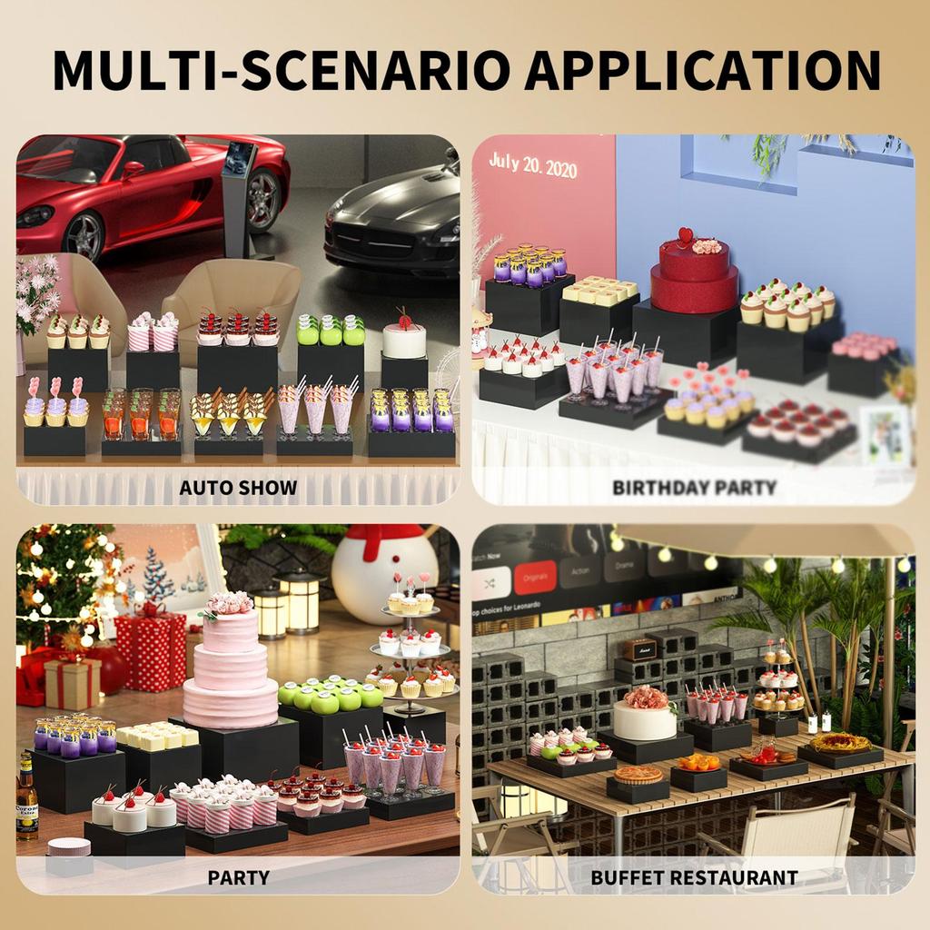 Acrylic Cube Buffet Display Stand Space Saving Food Riser for Buffet Presentation Retail Showcase and Event Setup