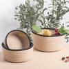 KX4B 3Pcs Round Braided Linen Baskets Handwoven Linen Rope Organization Baskets Portable Round Storage Container